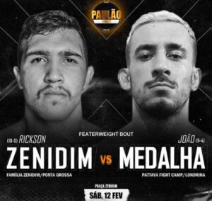 Rickson Zenidim x João Medalha será a luta principal do Paulão Fight