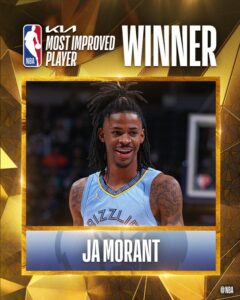 Ja Morant recebe prêmio de jogador que mais evoluiu na temporada