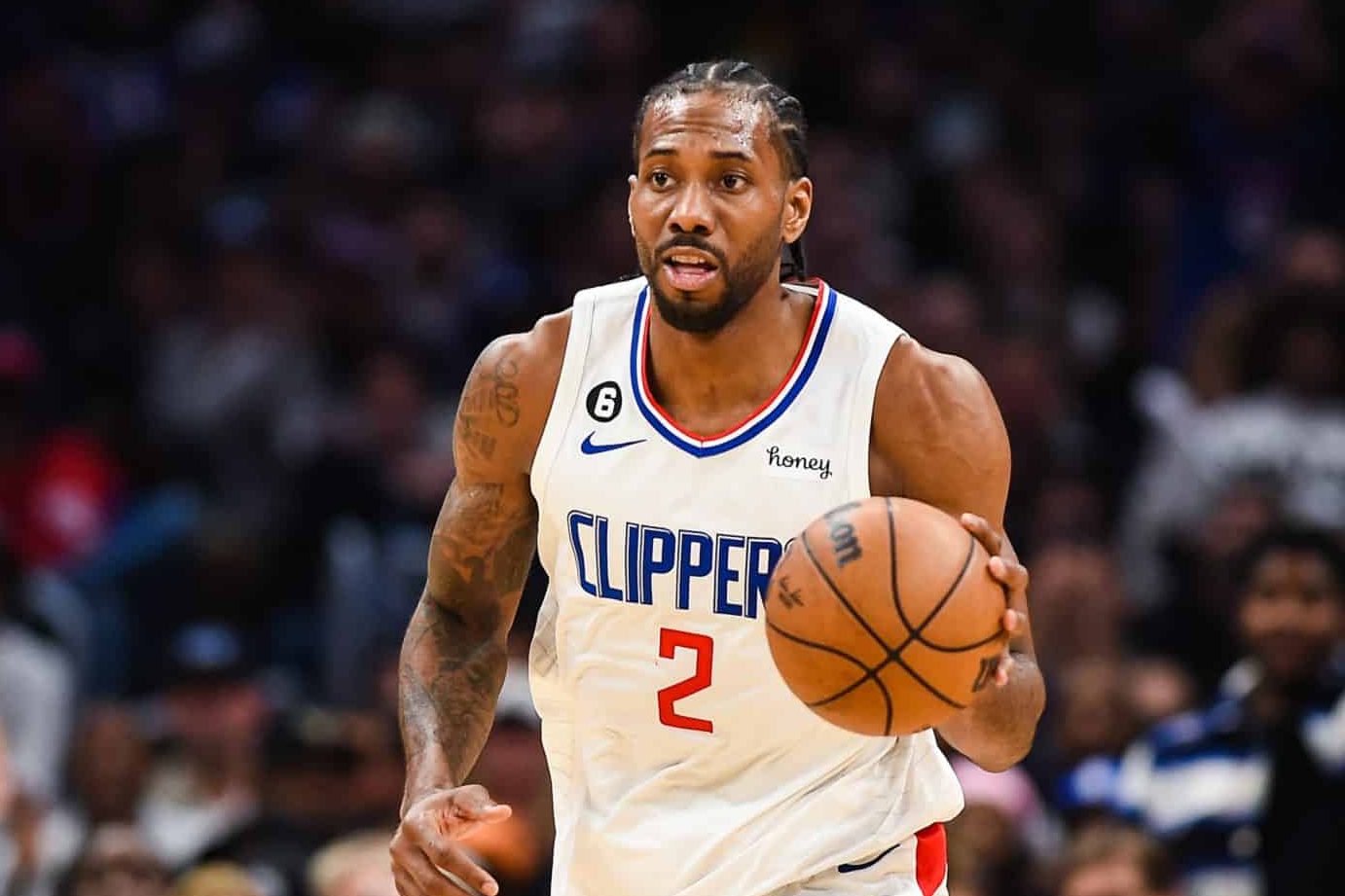 Kawhi Leonard, do Los Angeles Clippers NBA. Foto: Jonathan Hui / SUSA / Icon Sports