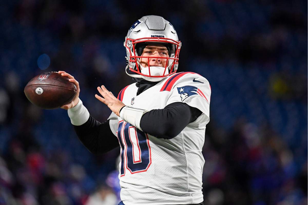 Mac Jones, do New England Patriots. Foto: Icon Sport