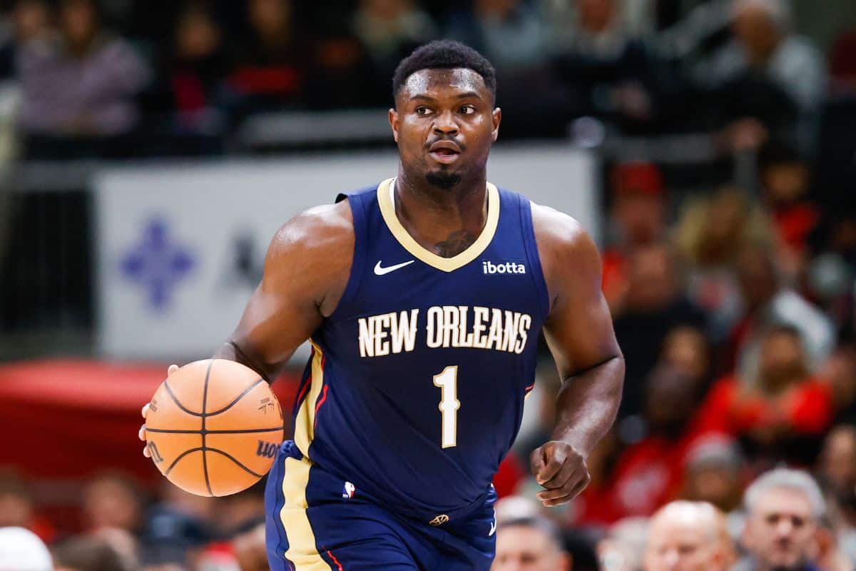 Zion Williamson, do New Orleans Pelicans, em jogo da NBA. Foto: Icon sport