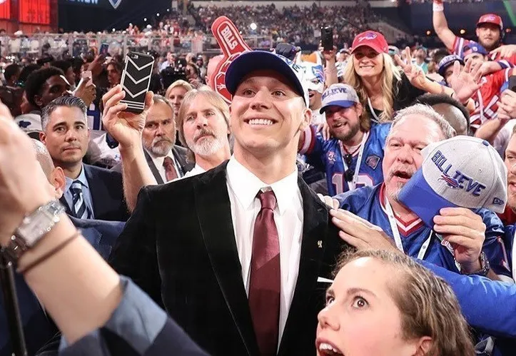 Josh Allen, quarterback de Wyoming e selecionado pelo Buffalo Bills na primeira rodada do draft de 2018