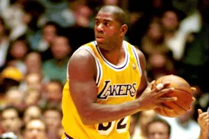 Magic Johnson jogando pelo Los Angeles Lakers em 1999. Foto: Icon sport