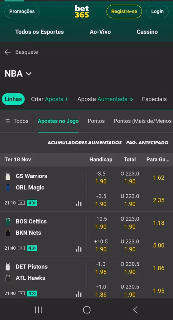 NBA na bet365